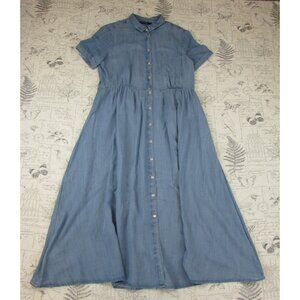 Les Essentiels De Monoprix Lyocell short slv midi shirt dress womens sz 42 US 12